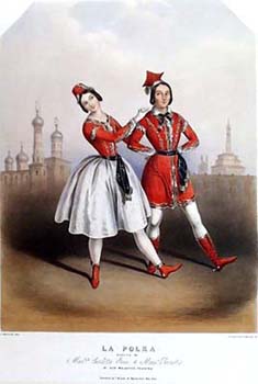 Carlotta Grisi and Jules Perrot in "La Polka". Litography by J.Bouvier. 1844.